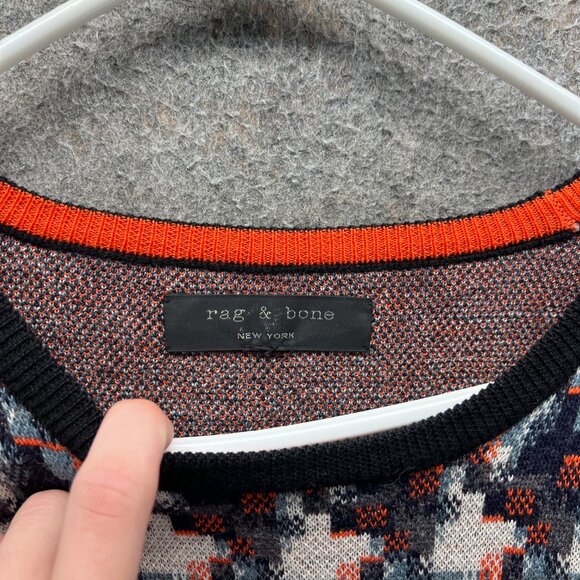 Rag & Bone Sweater Women Medium Multicolor Houndstooth Knit Crew Neck Wool - Picture 7 of 11